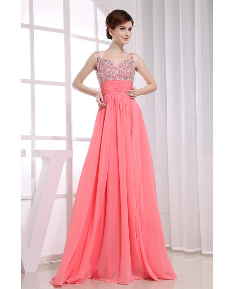 A-line Sweetheart Floor-length Chiffon Prom Dress