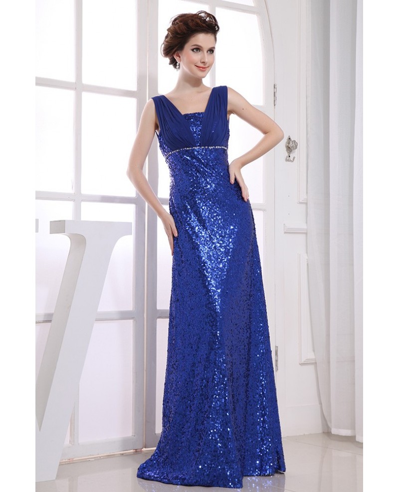 Sheath Square Neckline Floor-length Sequined Evening Dress