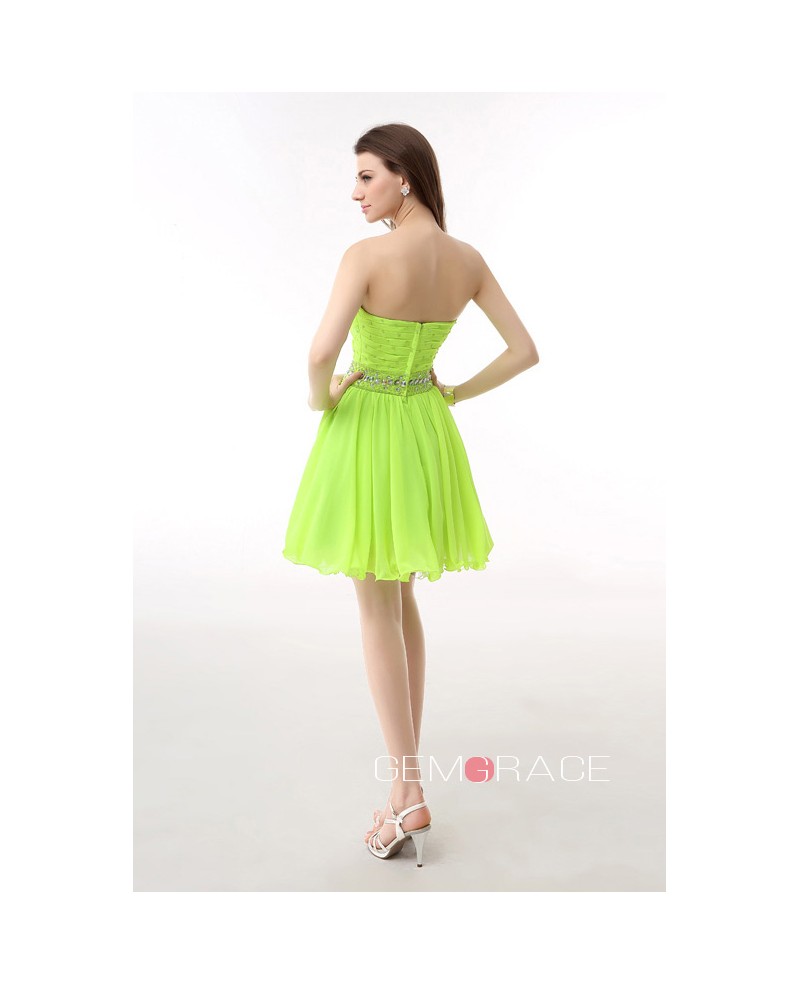 A-Line Sweetheart Short Chiffon Prom Dress With Beading