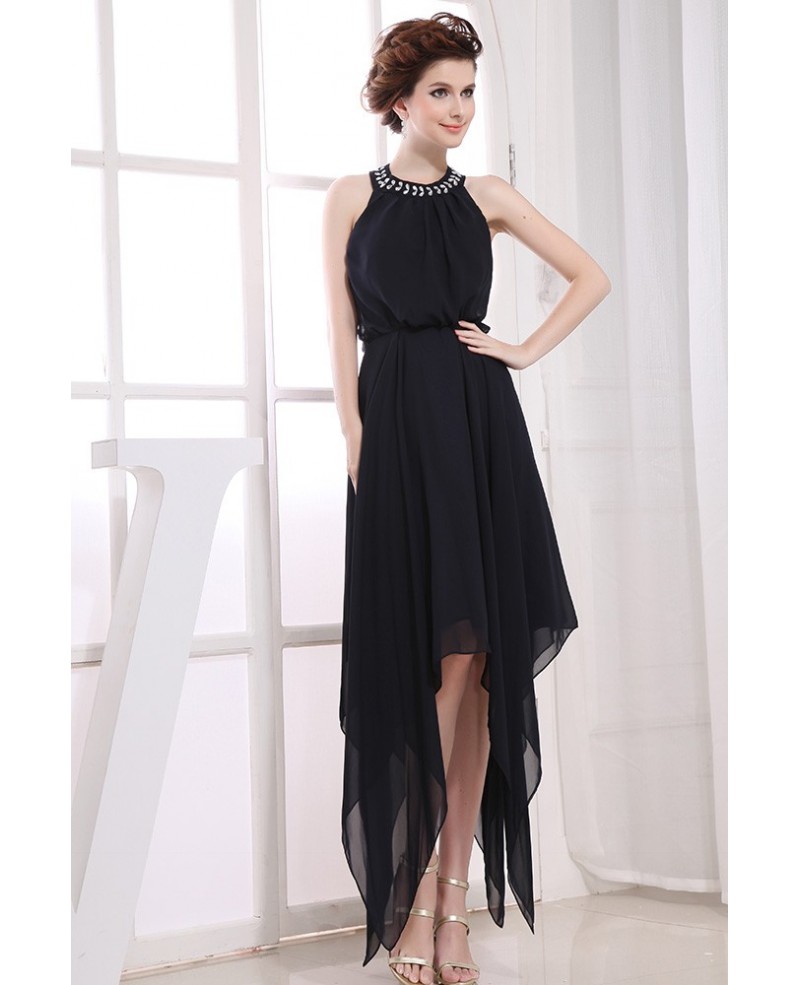 A-line Halter Asymmetrical Chiffon Prom Dress - Click Image to Close