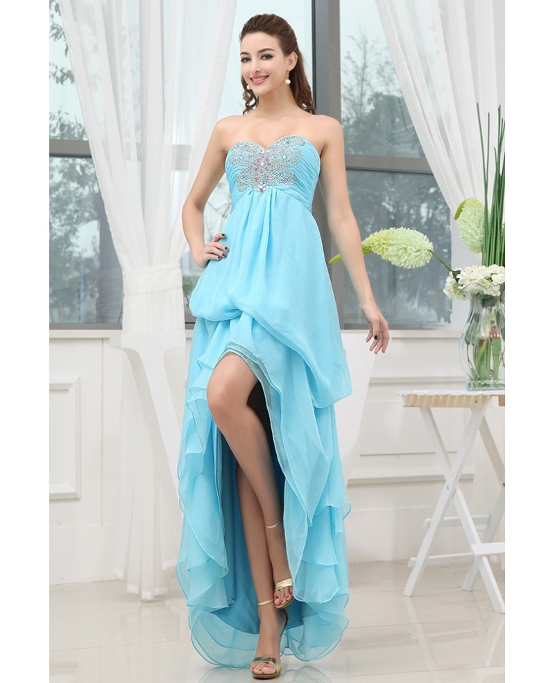 A-line Sweetheart Asymmetrical Chiffon Prom Dress With Beading