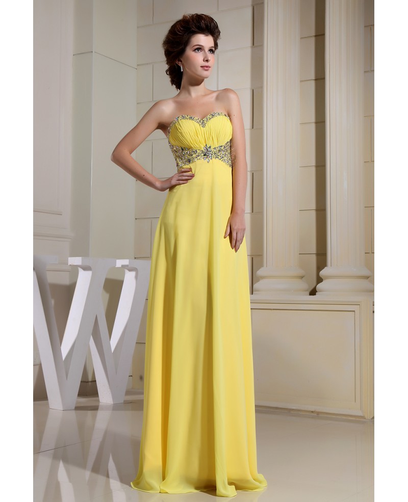 A-line Sweetheart Floor-length Chiffon Prom Dress With Beading