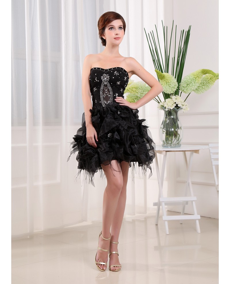 A-line Sweetheart Short Tulle Prom Dress With Beading