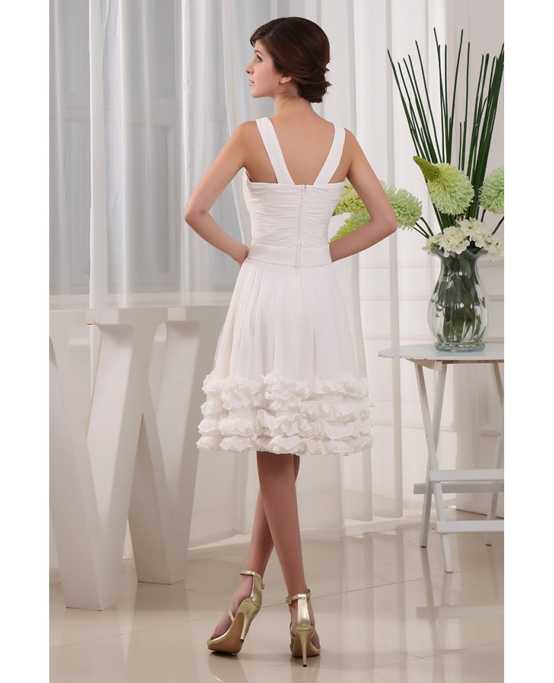 A-line V-neck Knee-length Chiffon Homecoming Dress - Click Image to Close