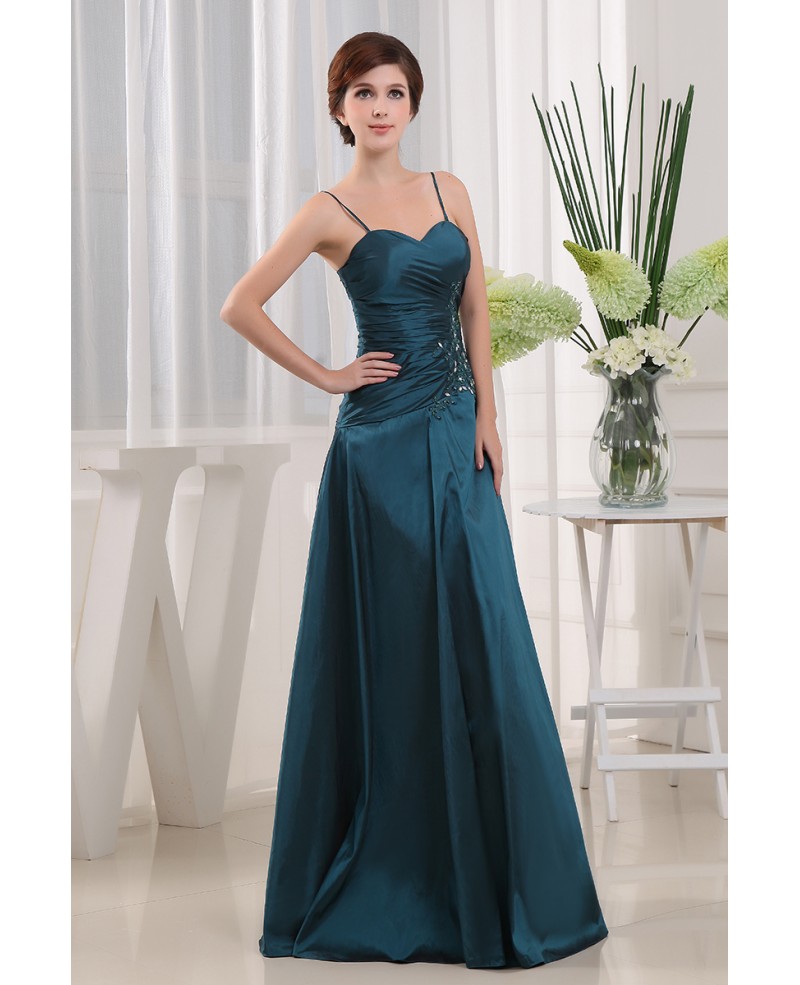 A-line Sweetheart Floor-length Satin Evening Dress With Beading