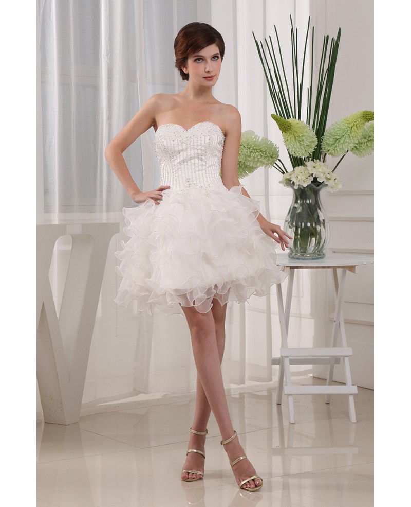 A-line Sweetheart Short Tulle Prom Dress With Beading