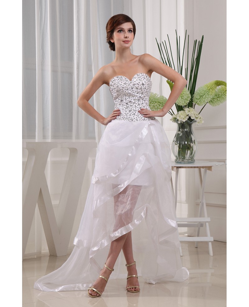 A-line Sweetheart Asymmetrical Tulle Prom Dress With Beading