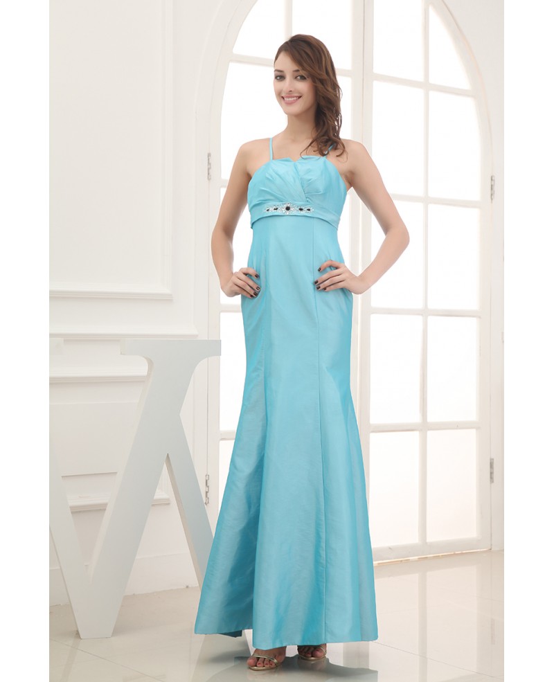 Mermaid Strapless Ankle-length Satin Evening Dress With Beading