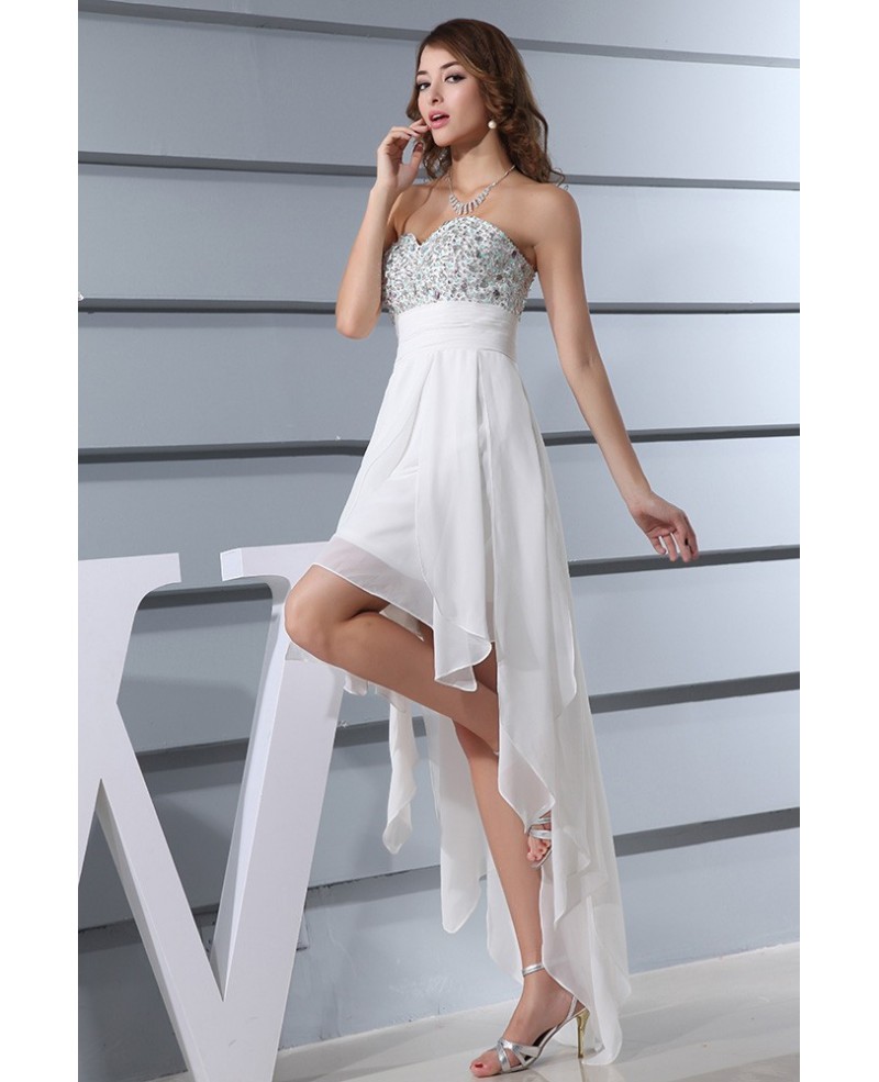 A-line Sweetheart Asymmetrical Chiffon Prom Dress With Beading