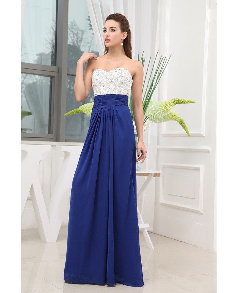 A-line Sweetheart Floor-length Chiffon Prom Dress With Beading