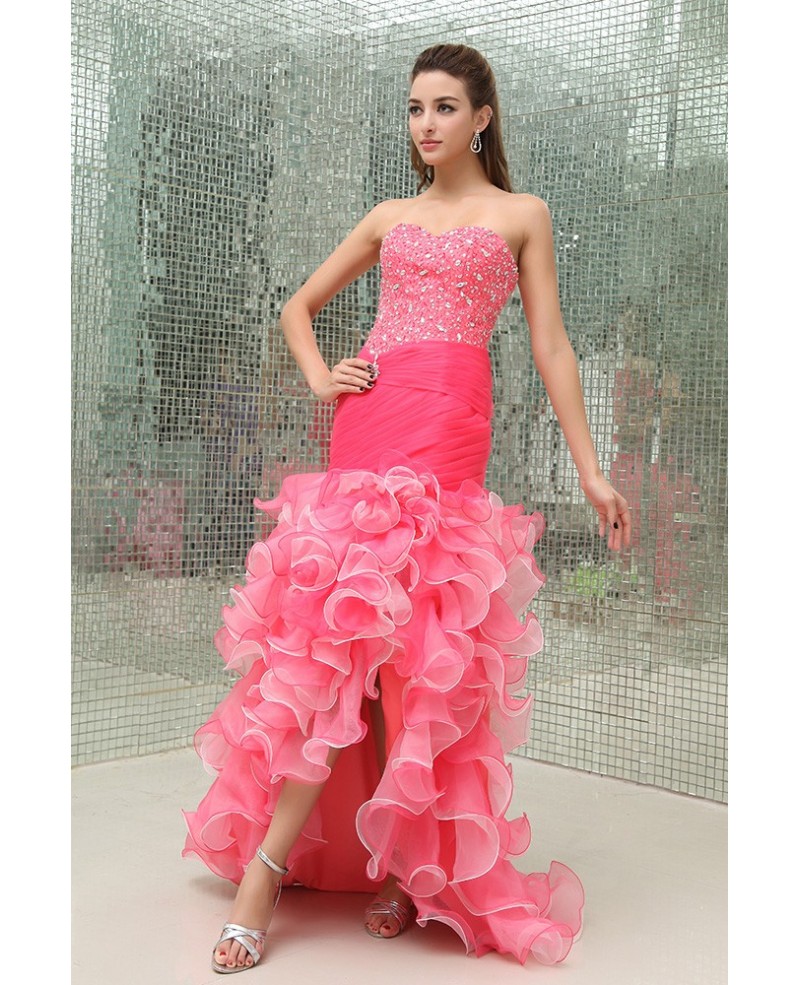 Mermaid Sweetheart Sweep Train Tulle Prom Dress With Beading