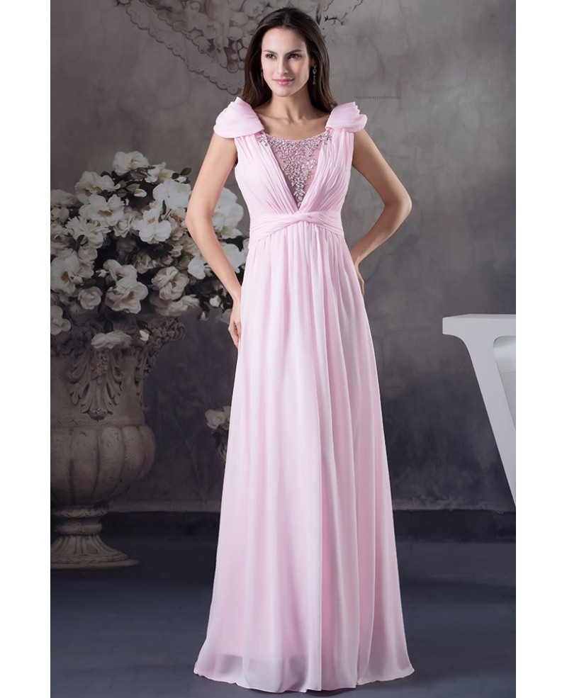 Mermaid Square Neckline Floor-length Chiffon Prom Dress With Beading