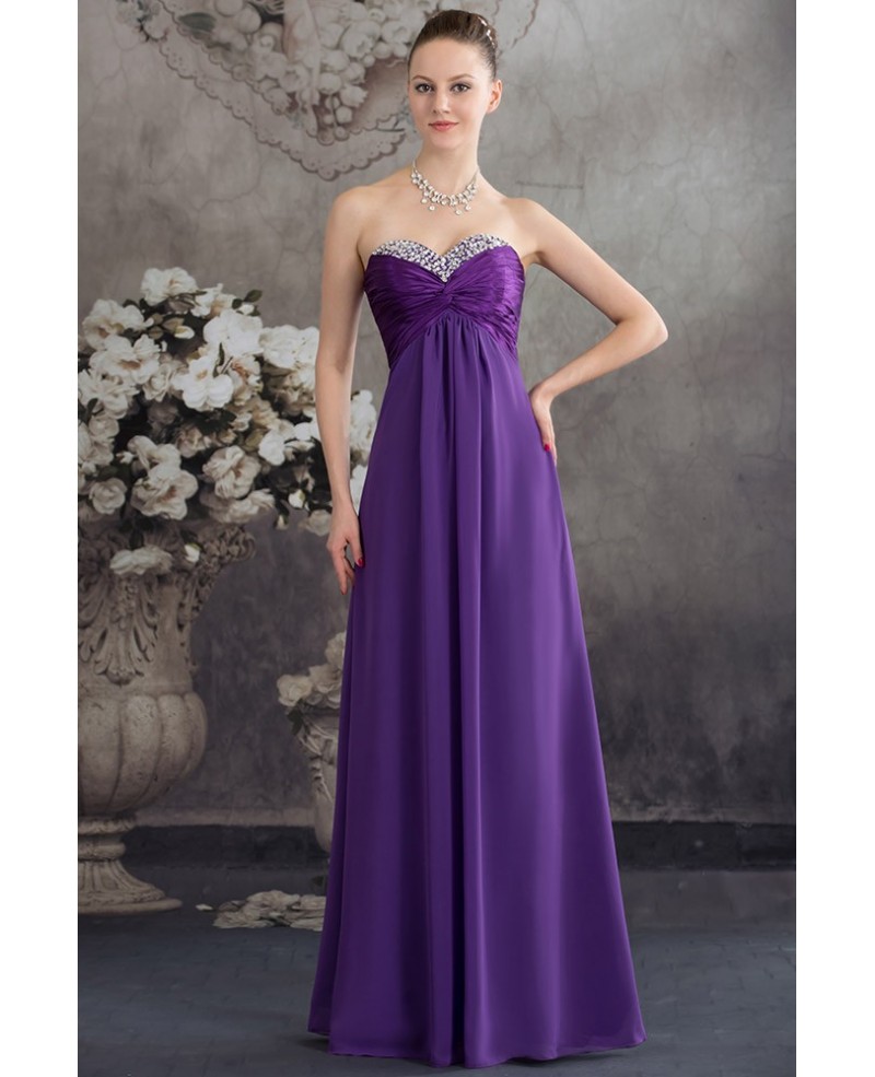 A-line Sweetheart Floor-length Chiffon Prom Dress With Beading