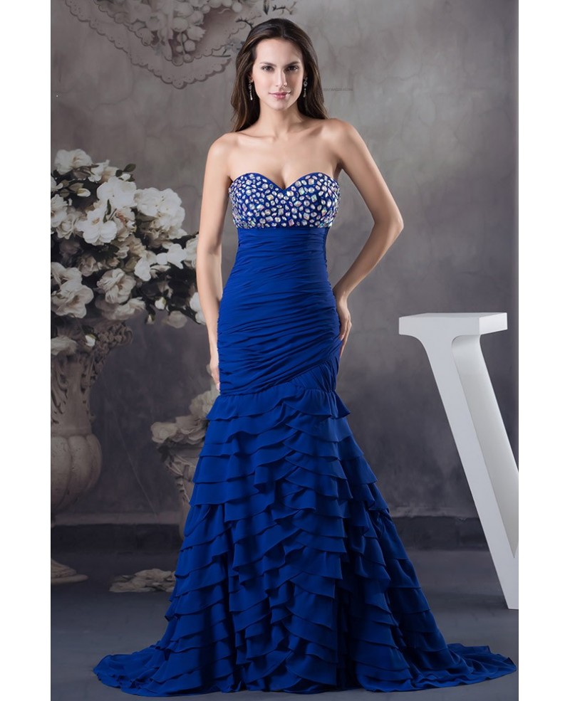 Mermaid Sweetheart Floor-length Chiffon Evening Dress With Beading