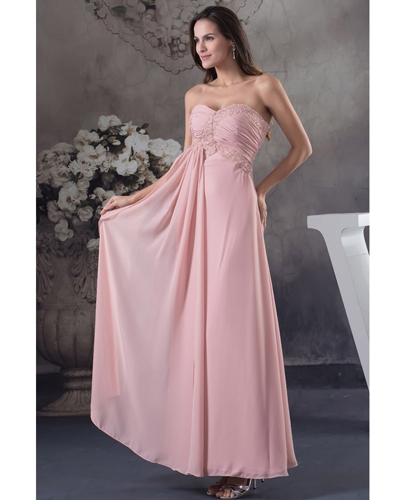 A-line Sweetheart Ankle-length Chiffon Prom Dress With Beading