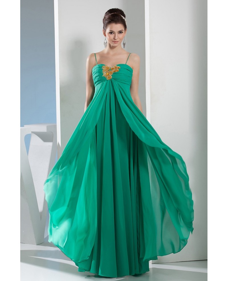 A-line Sweetheart Floor-length Chiffon Prom Dress With Beading