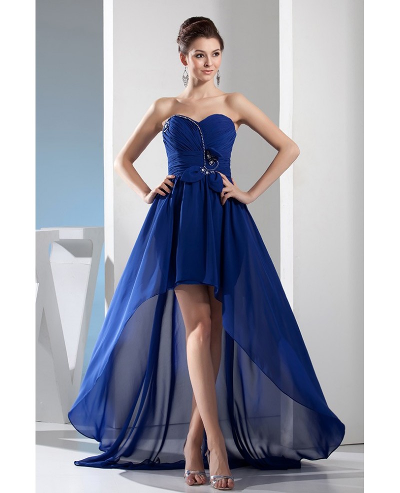 A-line Sweetheart Asymmetrical Chiffon Prom Dress With Beading - Click Image to Close