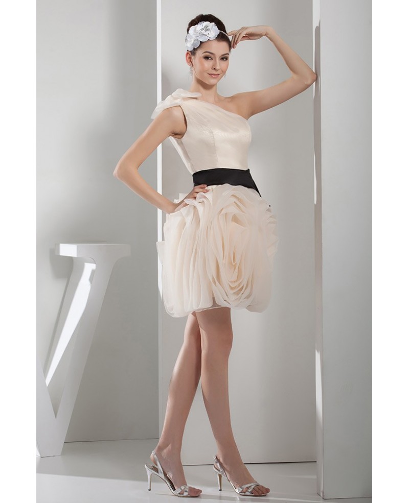 A-line One-shoulder Short Satin Prom Dress - Click Image to Close