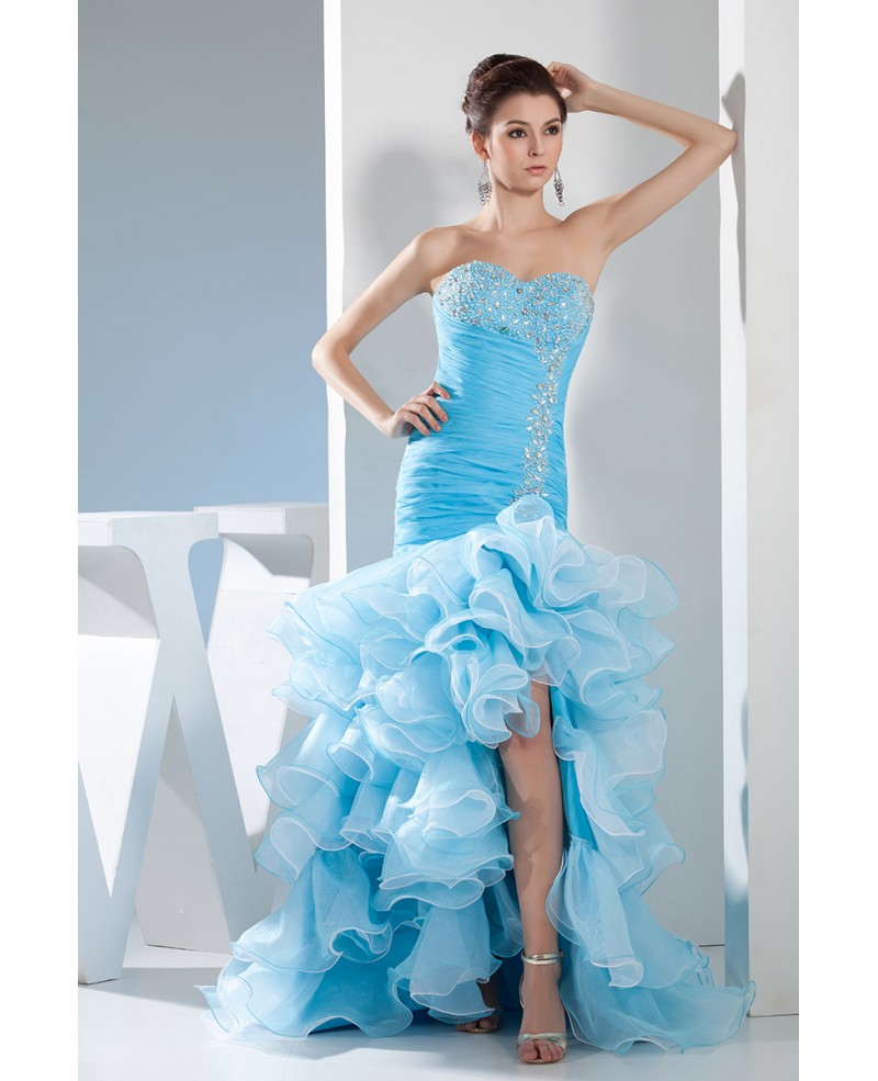 Mermaid Sweetheart Sweep Train Tulle Prom Dress With Beading - Click Image to Close
