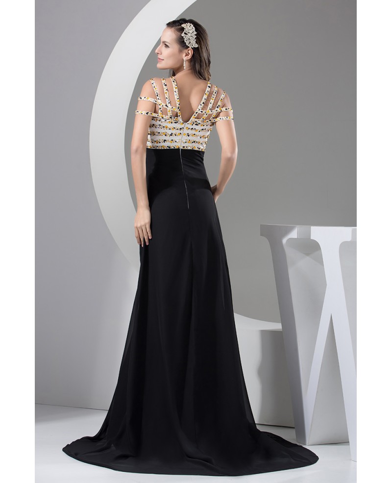 A-line Sweetheart Sweep Train Chiffon Prom Dress With Split - Click Image to Close