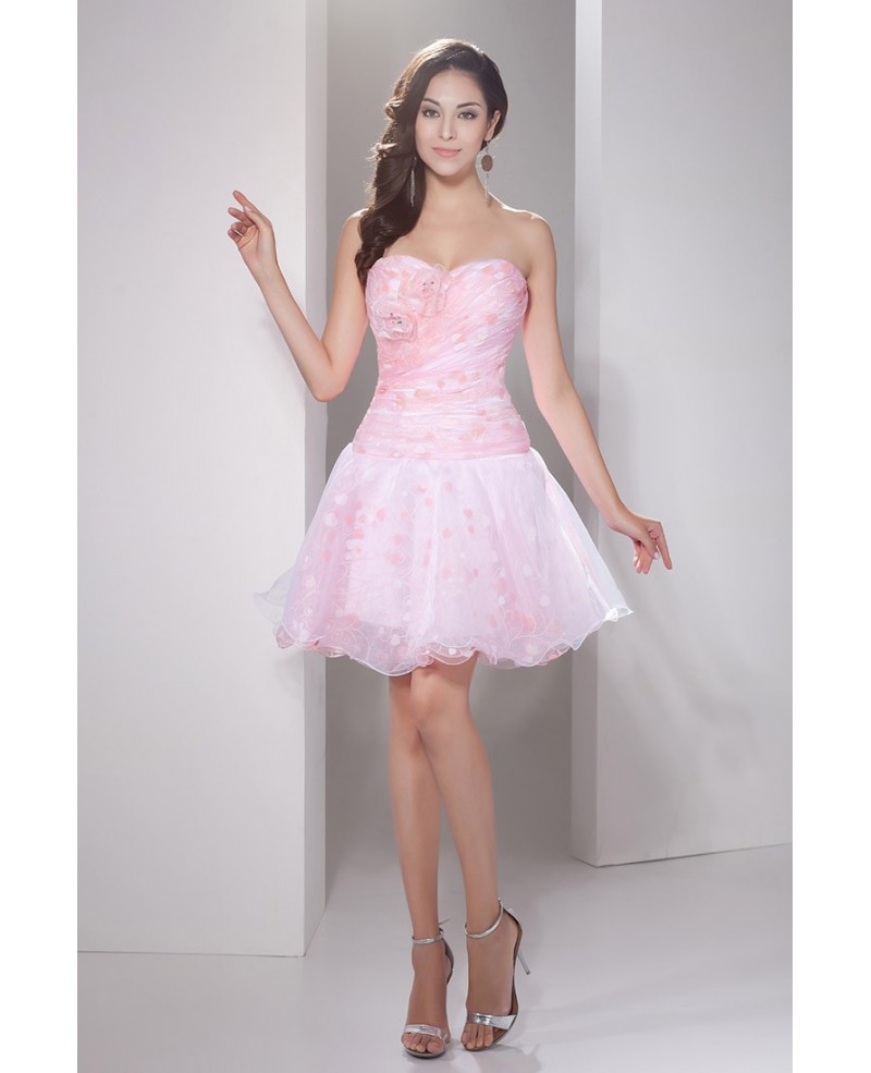Printed A-line Sweetheart Short Tulle Prom Dress - Click Image to Close