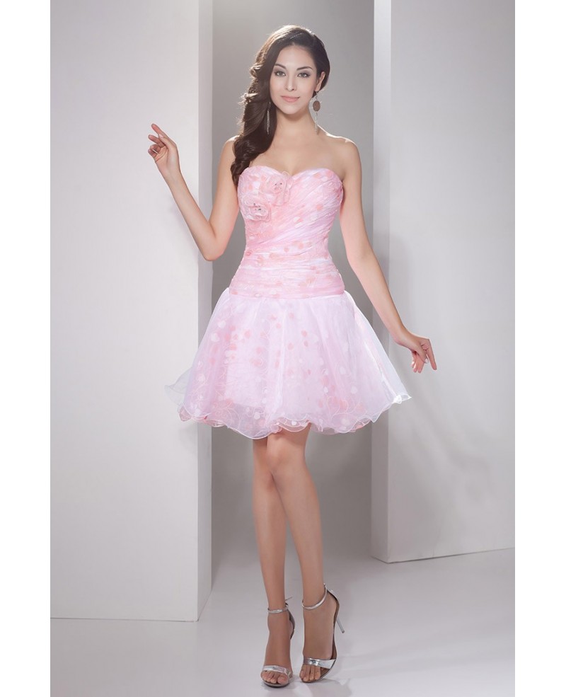 Printed A-line Sweetheart Short Tulle Prom Dress