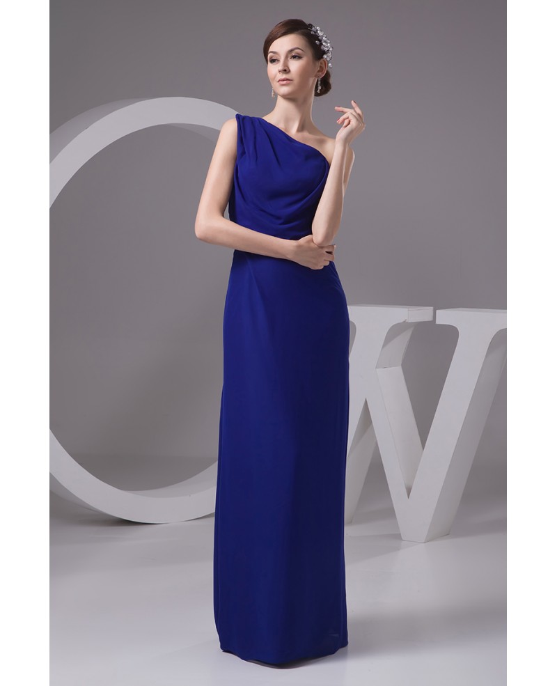 A-line One-shoulder Floor-length Chiffon Evening Dress With Split