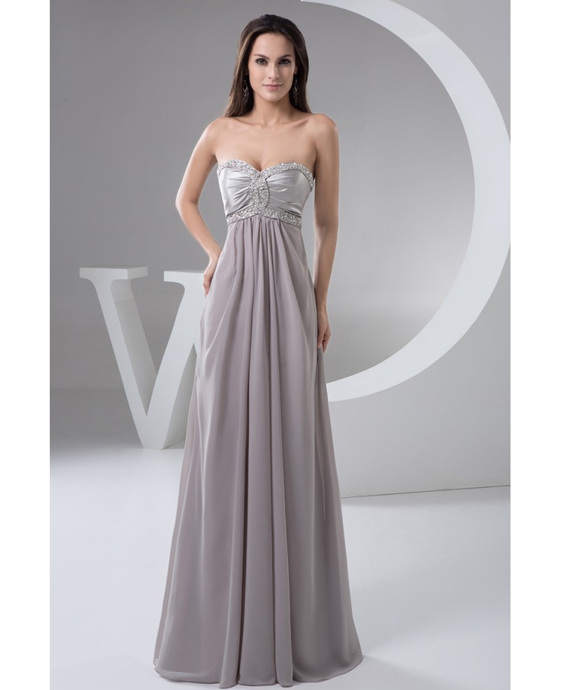 A-line Sweetheart Floor-length Chiffon Prom Dress With Beading