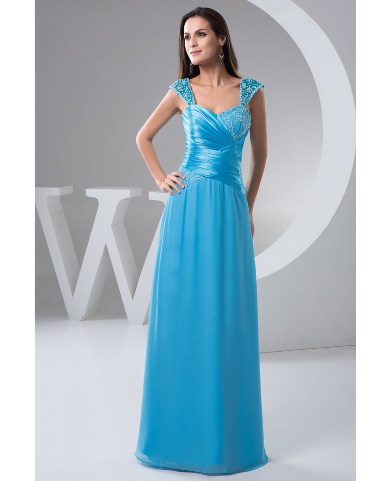 A-line Sweetheart Floor-length Chiffon Prom Dress With Beading