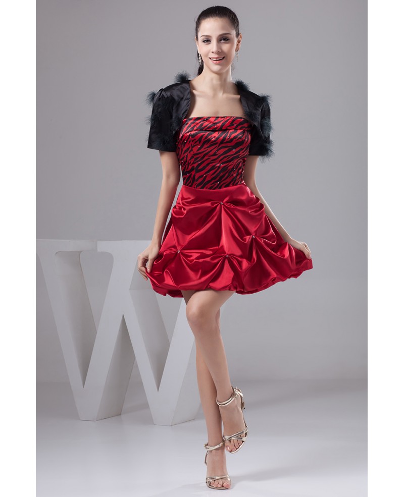 A-line Strapless Short Satin Prom Dress