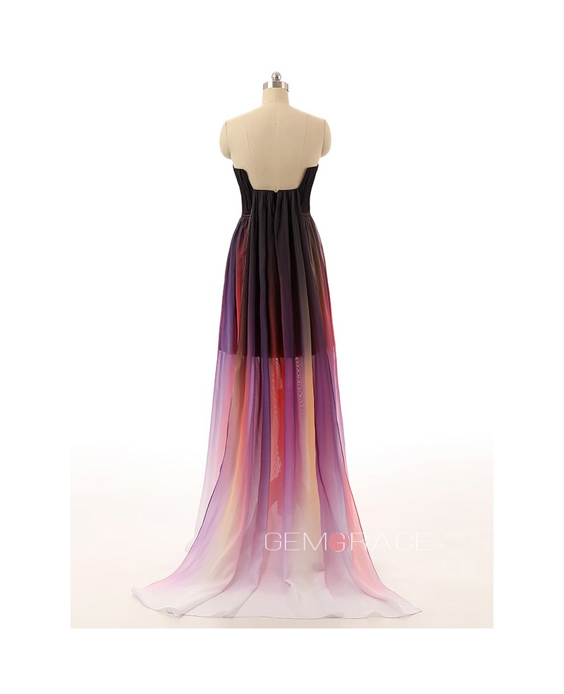 A-Line Scalloped Neck Floor-Length Chiffon Prom Dress With Ruffle - Click Image to Close