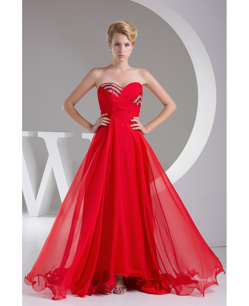 Sweetheart Beaded Long Chiffon Prom Dress Custom