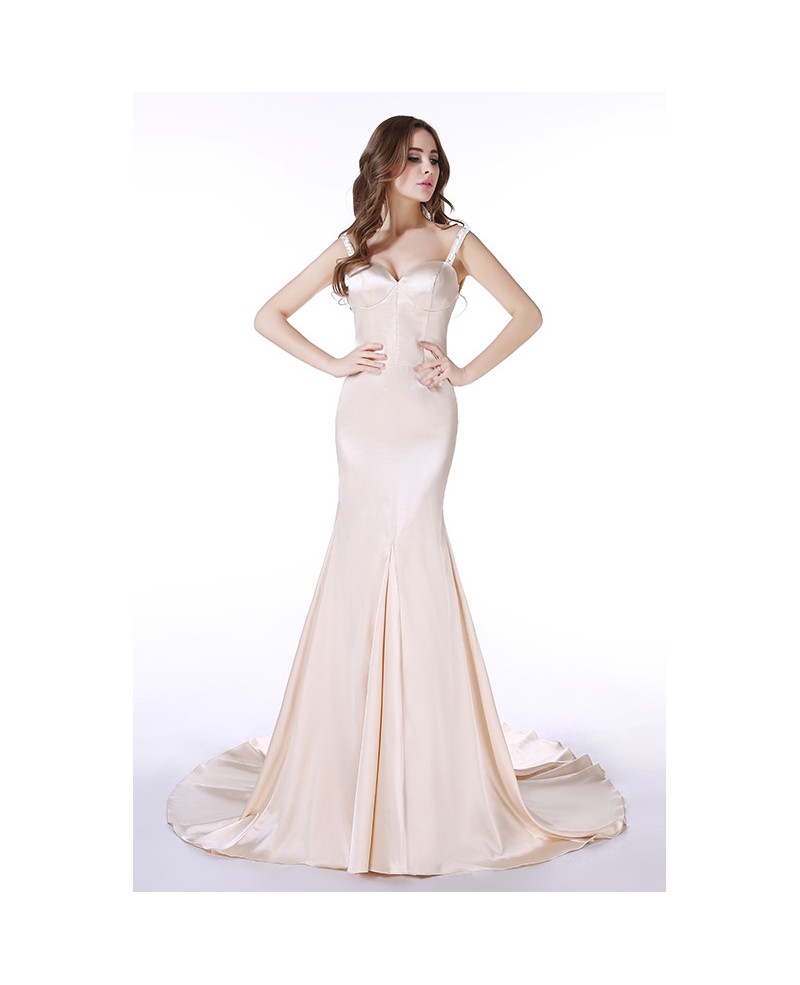 Mermaid Sweetheart Court Train Silk Satin Evening Dress - Click Image to Close