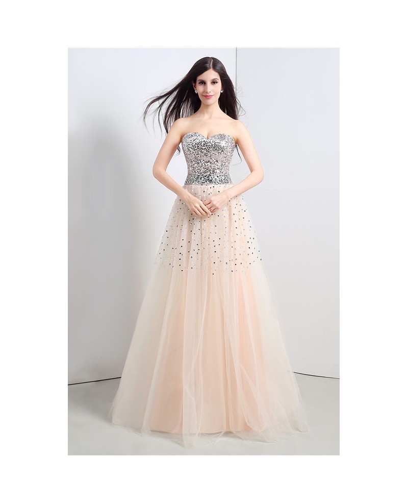 A-line Sweetheart Floor-length Prom Dress with Beading - Click Image to Close