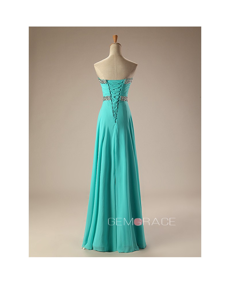 Sequined Sweetheart Strapless Long Chiffon Prom Dress