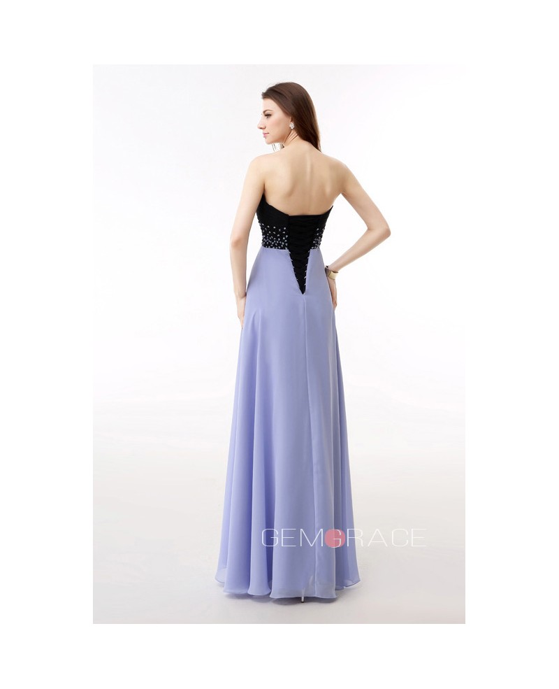 Sweetheart Two-Tone Beaded Empire Waist Long Prom Dress Lavender