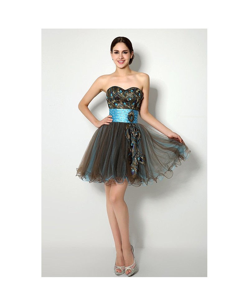 Short/Mini Sweetheart Feather Prom Dress