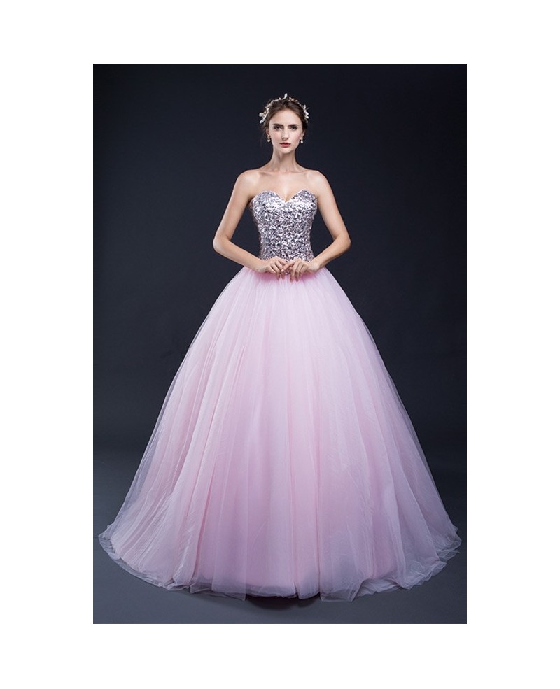 Ballgown Sparkle Sequins Pink Tulle Party Dress