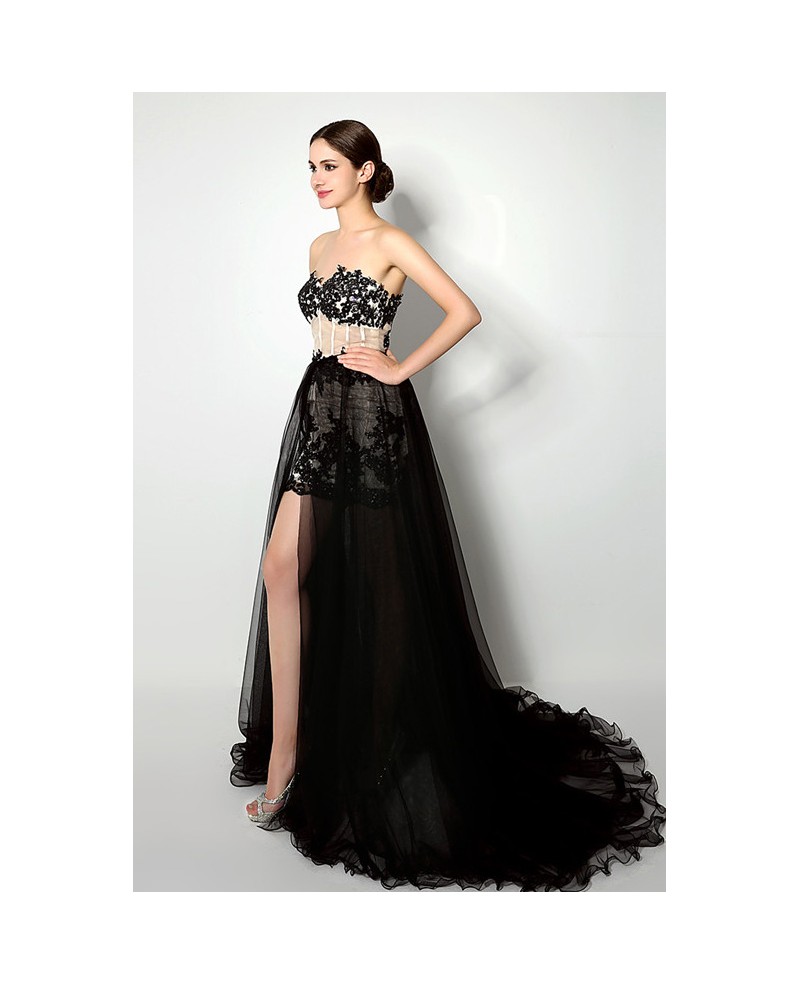 A-line Sweetheart Floor-length Removable Prom Dress