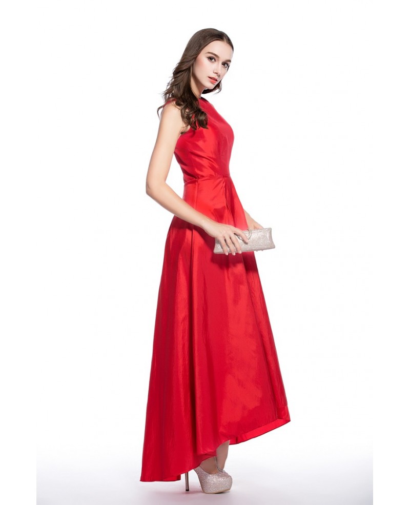 Red A-line Scoop Neck High Low Formal Dress - Click Image to Close