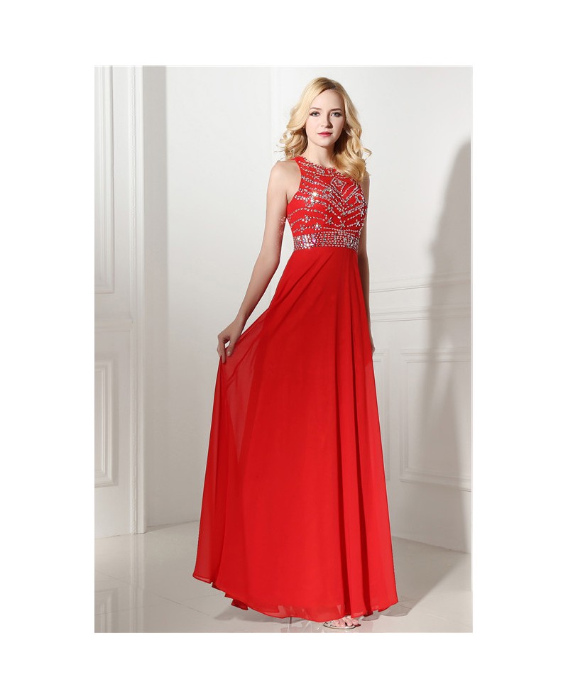 Sheath Scoop Floor-length Prom Dress