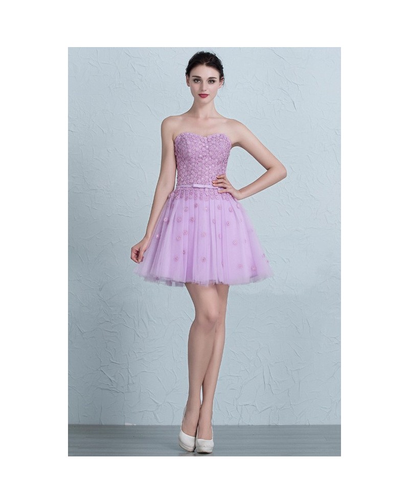 Cute Lavender Mini Short Tulle Sweetheart Party Dress