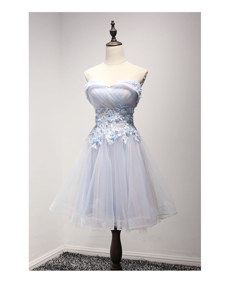 Beautiful A-line Sweetheart Short Tulle Homecoming Dress With Appliques Lace - Click Image to Close