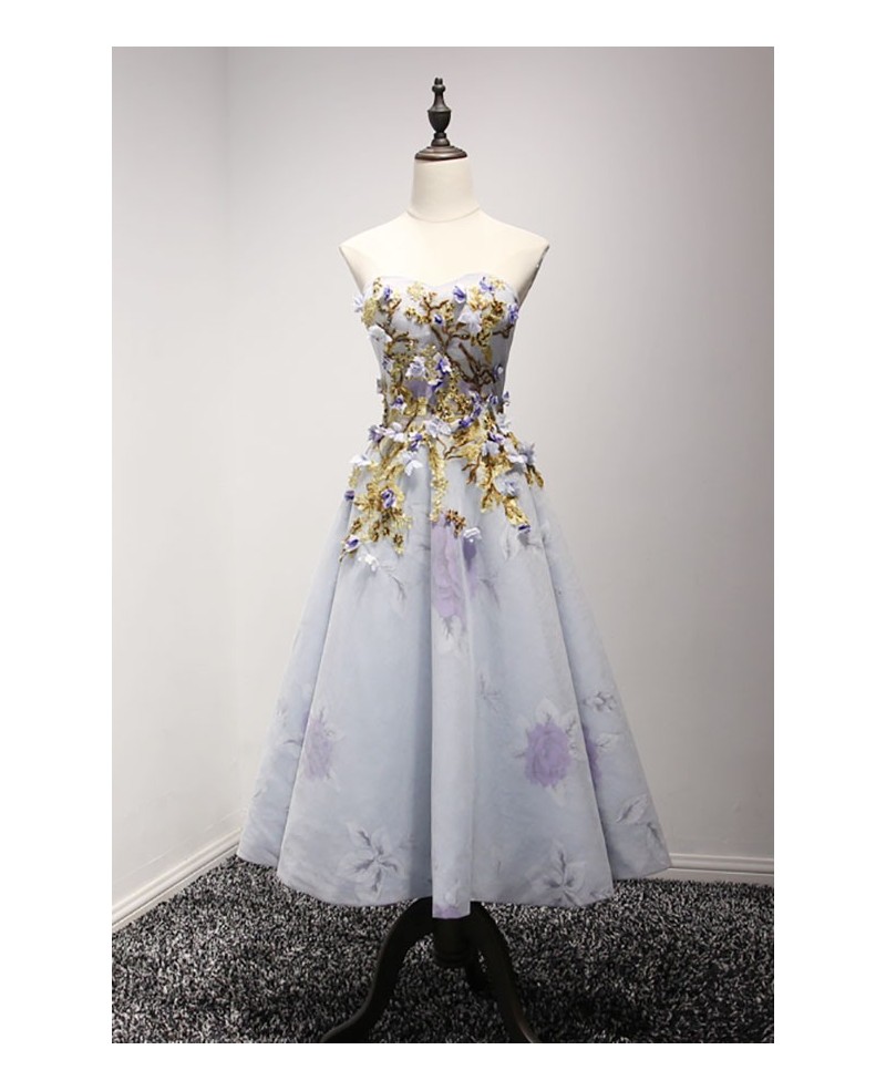 Vintage A-line Sweetheart Tea-length Tulle Homecoming Dress With Beading