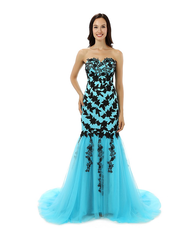 A-line Sweetheart Court-train Prom Dress