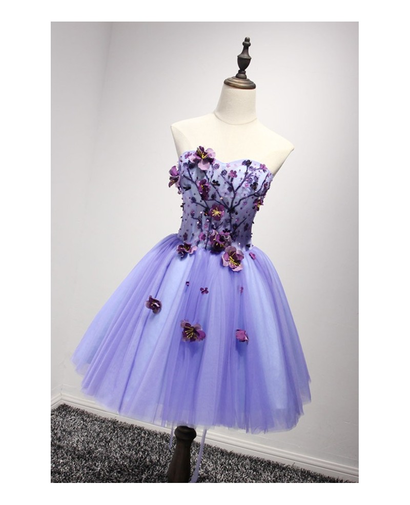 Special Ball-gown Sweetheart Short Tulle Homecoming Dress With Flowers - Click Image to Close