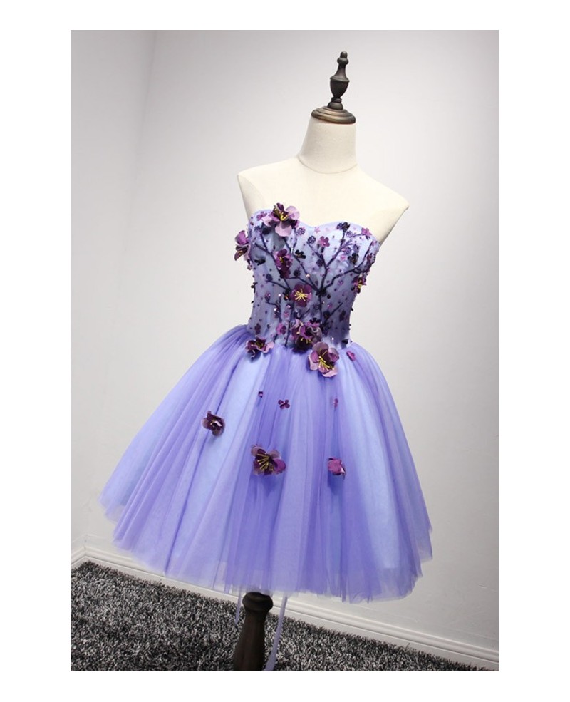 Special Ball-gown Sweetheart Short Tulle Homecoming Dress With Flowers