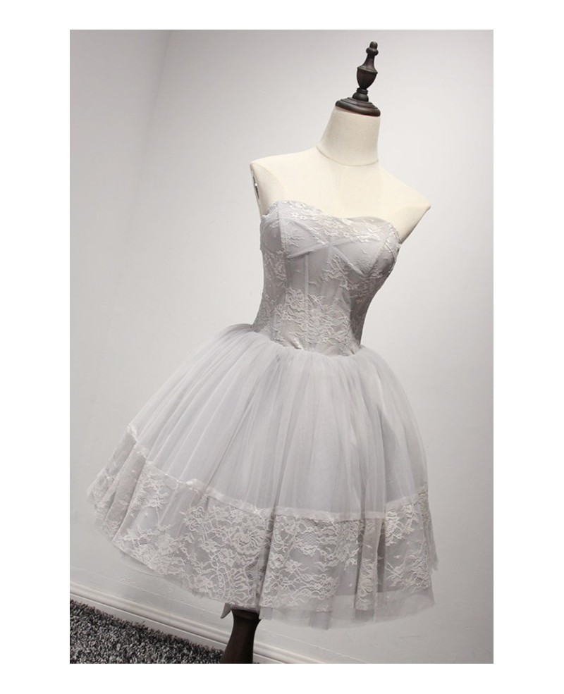 Vintage Ball-gown Sweetheart Short Tulle Homecoming Dress With Lace - Click Image to Close
