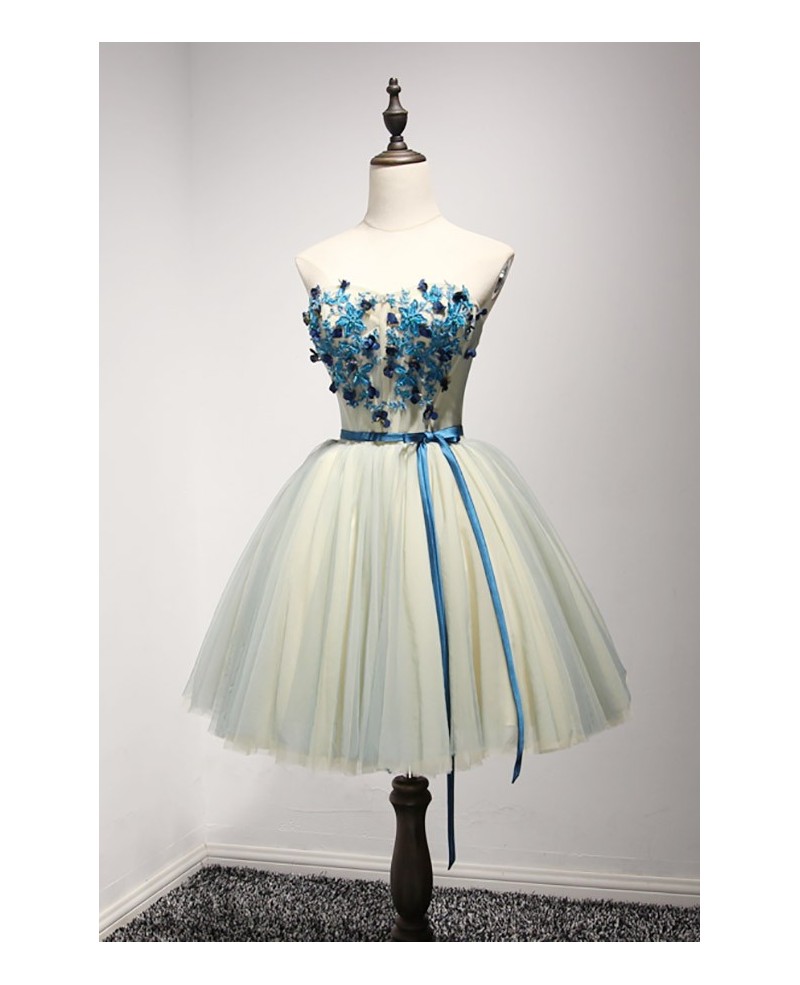 Summer Ball-gown Sweetheart Short Tulle Homecoming Dress With Flowers