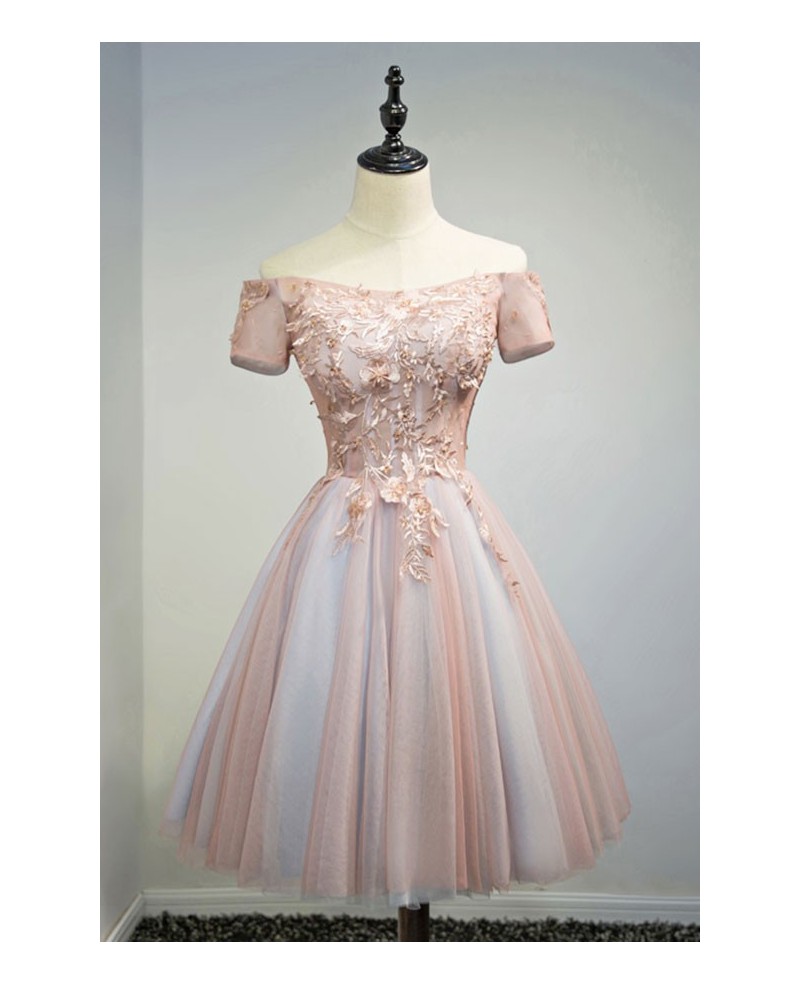 Special Ball-gown Off-the-shoulder Short Tulle Homecoming Dress With Appliques Lace